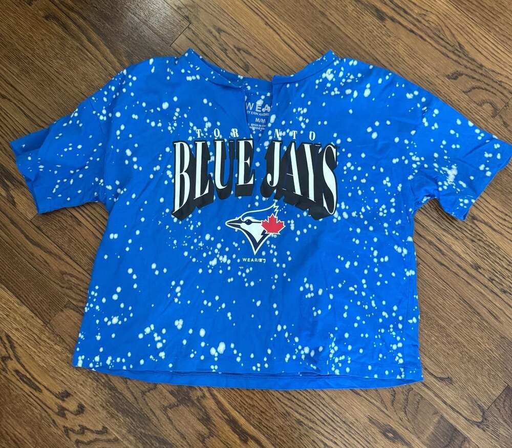 Wear By Erin Andrews Toronto Blue Jays Size M Bleach Splatter T-Shirt